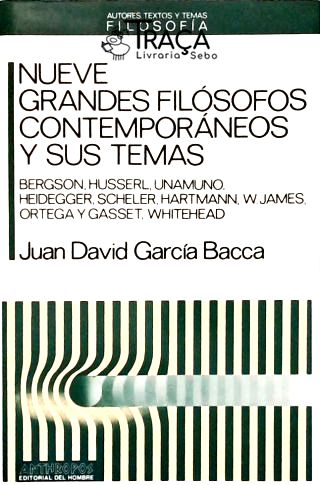 Nueve Grandes Filósofos Contemporâneos Y Sus Temas