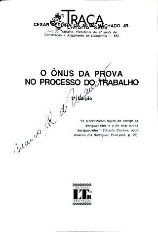 O Ônus da Prova No Processo do Trabalho