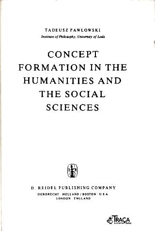 Concept Formation In The Humanities And The Social Sciences