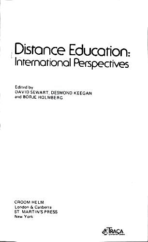 Distance Education: International Perspectives