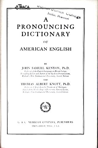 A Pronouncing Dictionary Of American English