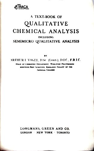 A Text-book Of Qualitative Chemical Analysis
