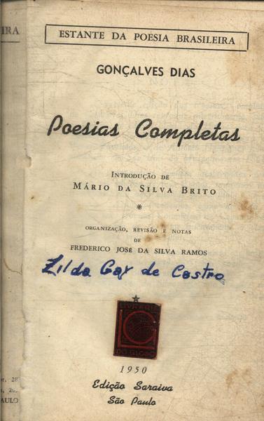 Poesias Completas De Gonçalves Dias