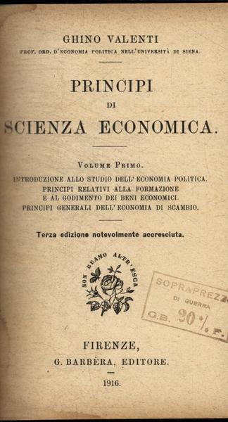 Principi Di Scienza Economica Vol 1