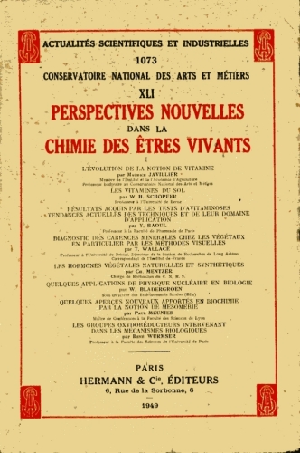 Perspectives Nouvelles dans la Chimie des Êtres Vivants (Volume I)