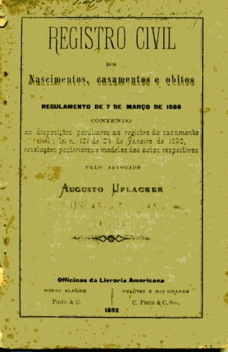 Registro Civil dos Nascimentos, Casamentos e Obitos