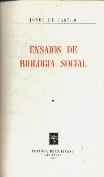 Ensaios De Biologia Social