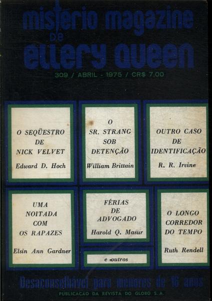 Mistério Magazine De Ellery Queen Nº 309