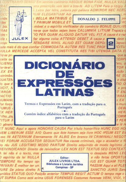 Dicionário De Expressões Latinas Vol 2