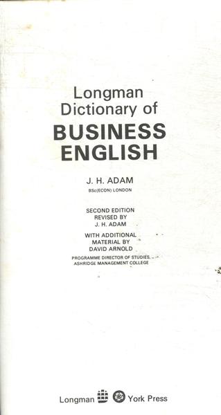 Longman Dictionary Of Business: English (1989)