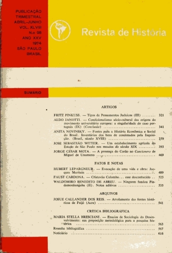 Revista de História (número 98, Vol. XLVIII)
