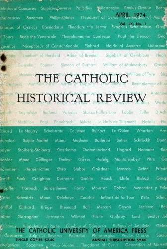 The Catholic Historical Review ( Volume LX, Número 1)