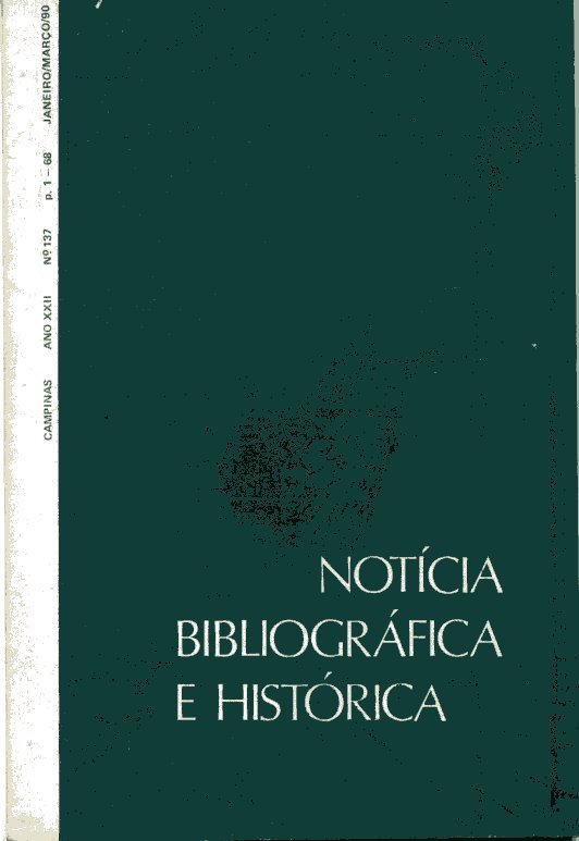 Notícia Bibliográfica e Histórica (Ano XXII, Nº 137)