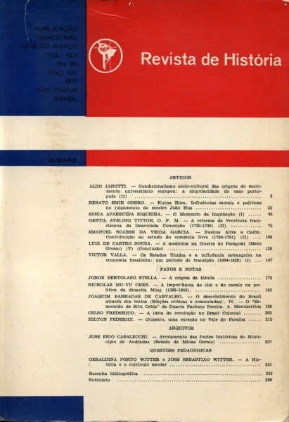 Revista de História (Volume XLII, n°85)