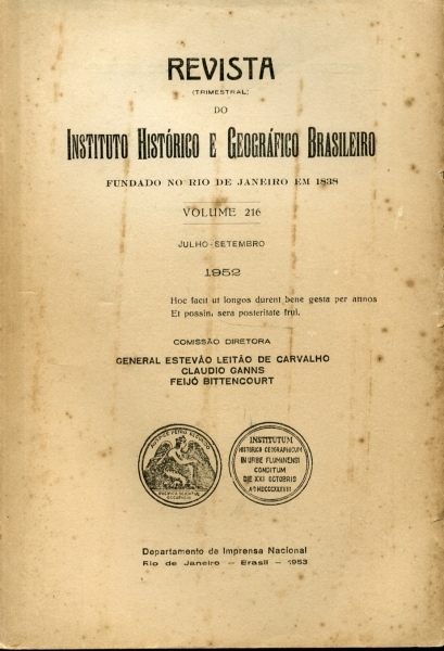 Revista do Instituto Histórico e Geográfico Brasileiro (Volume 216)