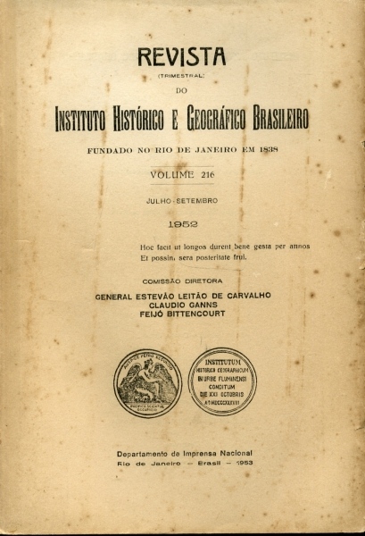 Revista do Instituto Histórico e Geográfico Brasileiro (Volume 216)
