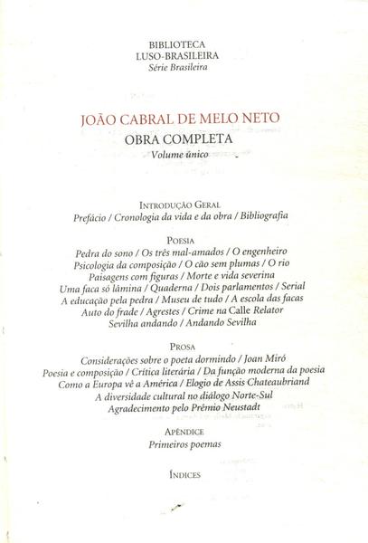 Obra Completa De João Cabral De Melo Neto