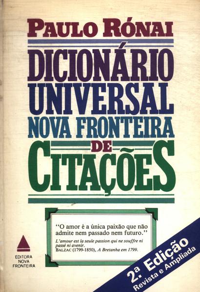 Dicionário Universal Nova Fronteira De Citações (1985)