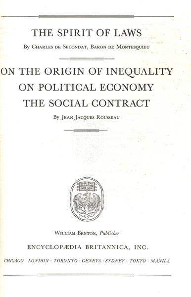 Great Books The The Spirit Of Laws - On The Origin Of Inequality On Political Economy