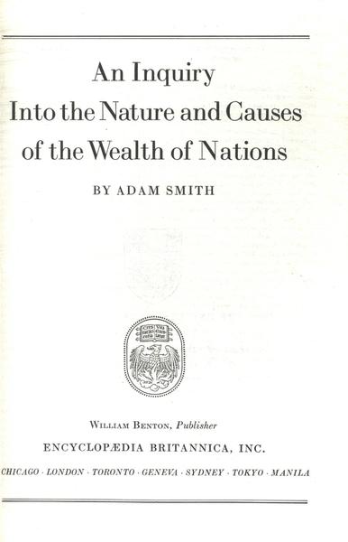 Great Books An Inquiry Into The Nature And Causes Of The Wealth Of Nations