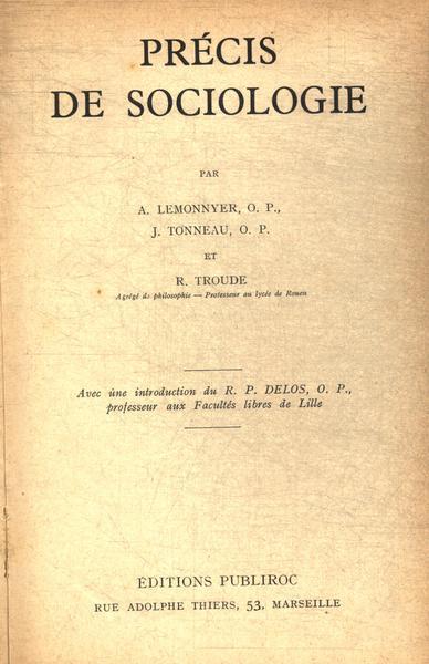 Précis De Sociologie