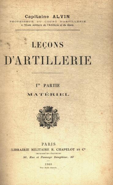 Leçons D'artillerie Vol 1