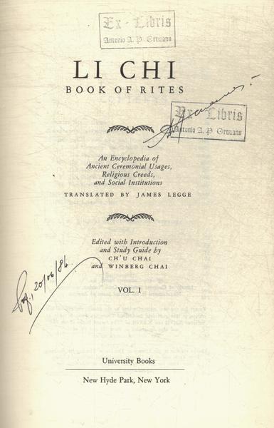 Li Chi: Book Of Rites (2 Volumes)