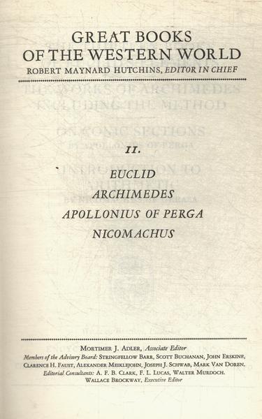 Great Books: The Thirteen Books Of Euclid's Elements - The Works Of Archimedes Including The Method