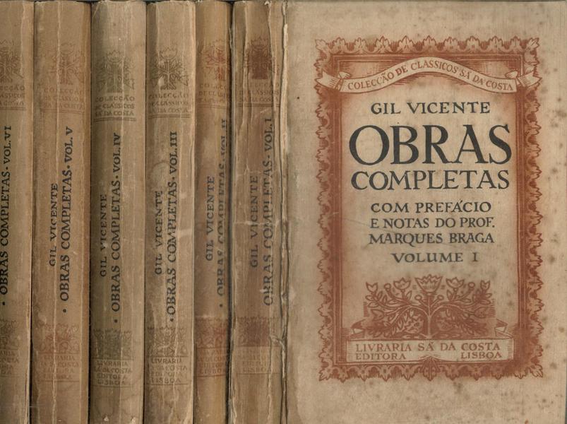 Obras Completas De Gil Vicente (6 Volumes)