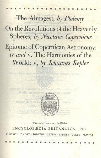 Great Books: The Almagest - On The Revolutions Of The Heavenly Spheres - Epitome Of Copernican Astro
