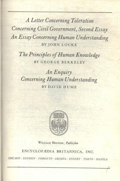 Great Books: A Letter Concerning Toleration - The Principles Of Human Knowledge - An Enquiry Concern