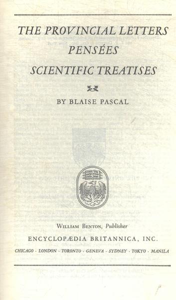 Great Books: The Provincial Letters Pensées Scientific Treatises