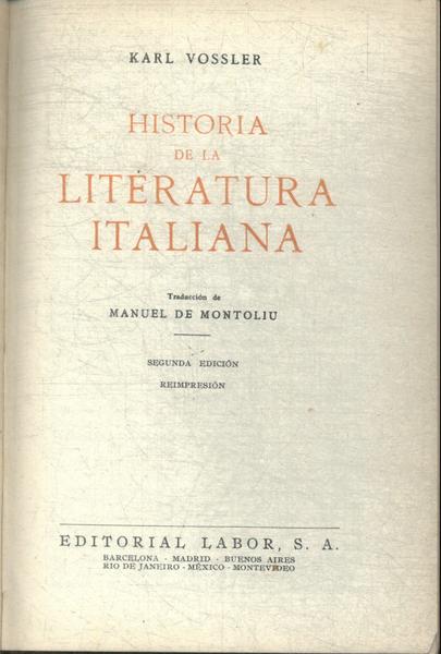 Historia De La Literatura Italiana