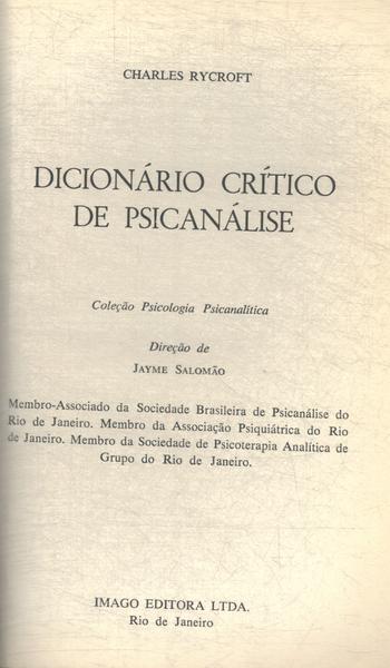 Dicionário Crítico De Psicanálise