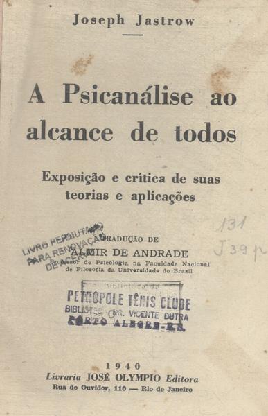 A Psicanálise Ao Alcance De Todos