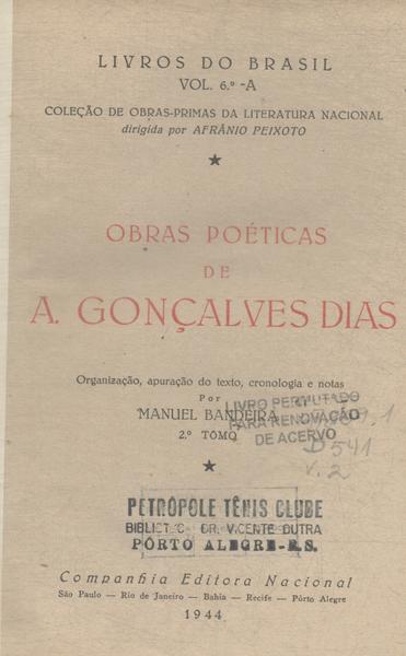 Obras Poéticas De A. Gonçalves Dias Tomo 2