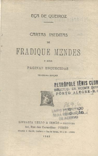 Cartas Inéditas De Fradique Mendes