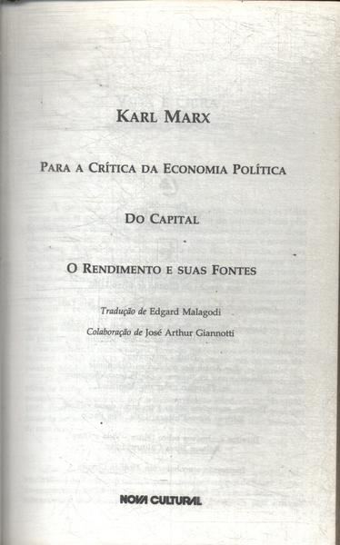 Os Pensadores: Marx