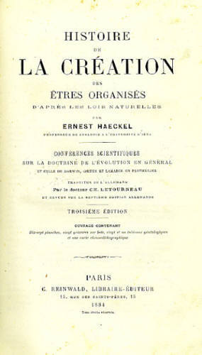 HISTOIRE DE LA CRÉATION DES ÊTRES ORGANISÉS D APRÈS LES LOIS NATURELLES