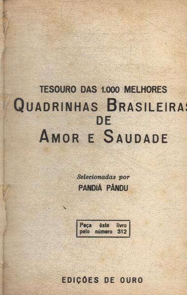 Tesouro Das 1000 Melhores Quadrinhas Brasileiras De Amor E Saudade