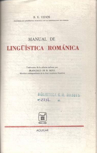 Manual De Linguística Románica