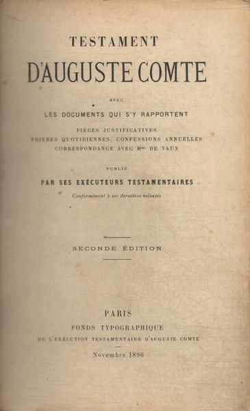Testament D'Auguste Comte