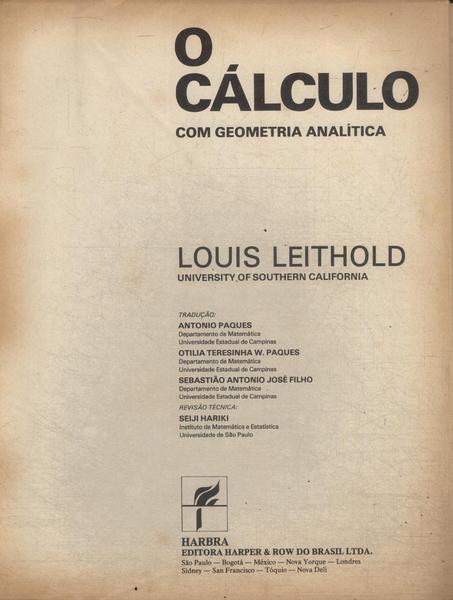O Cálculo Com Geometria Analítica (1977)