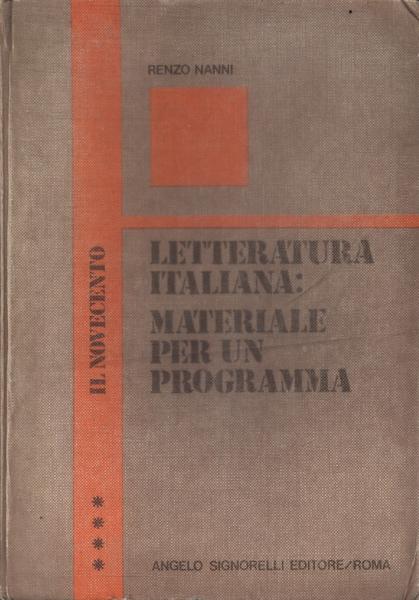 Litteratura Italiana: Materiale Per Un Programma Vol 4