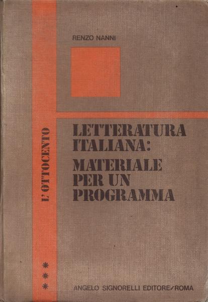 Letteratura Italiana: Materiale Per Un Programma Vol 3