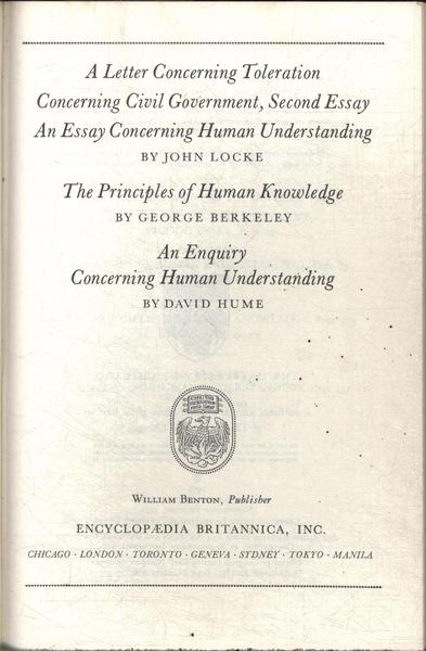 Great Books: A Letter Concerning Toleration - The Principles Of Human Knowledge - An Enquiry Concern