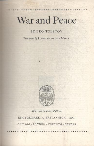 Great Books Of The Western World: Tolstoy