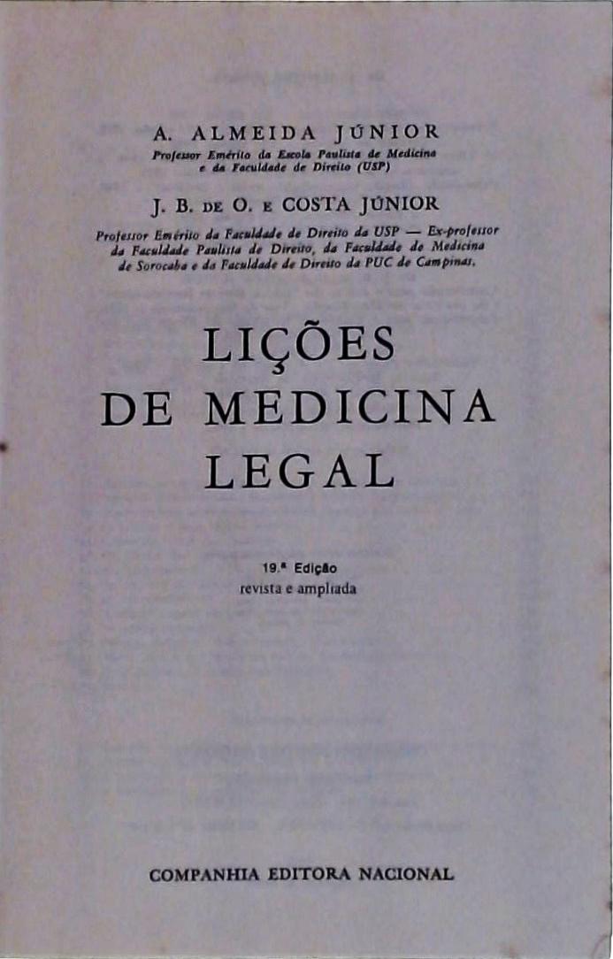 Lições de Medicina Legal