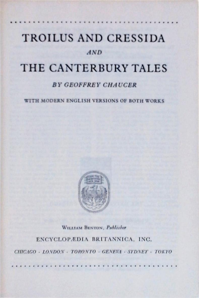 Great Books Troilus And Cressida - The Canterbury Tales