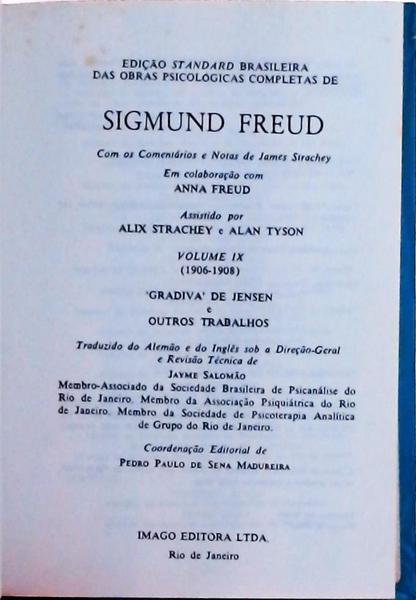 Edição Standard Das Obras Completas De Sigmund Freud: Gradiva De Jensen E Outros Trabalhos